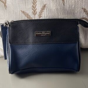 Salvatore Ferragamo Parfum Black and Blue Cosmetic Or Clutch Detailed Ferragamo